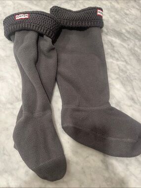 Hunter Gray Fleece Boot Liners with Knit Cuff